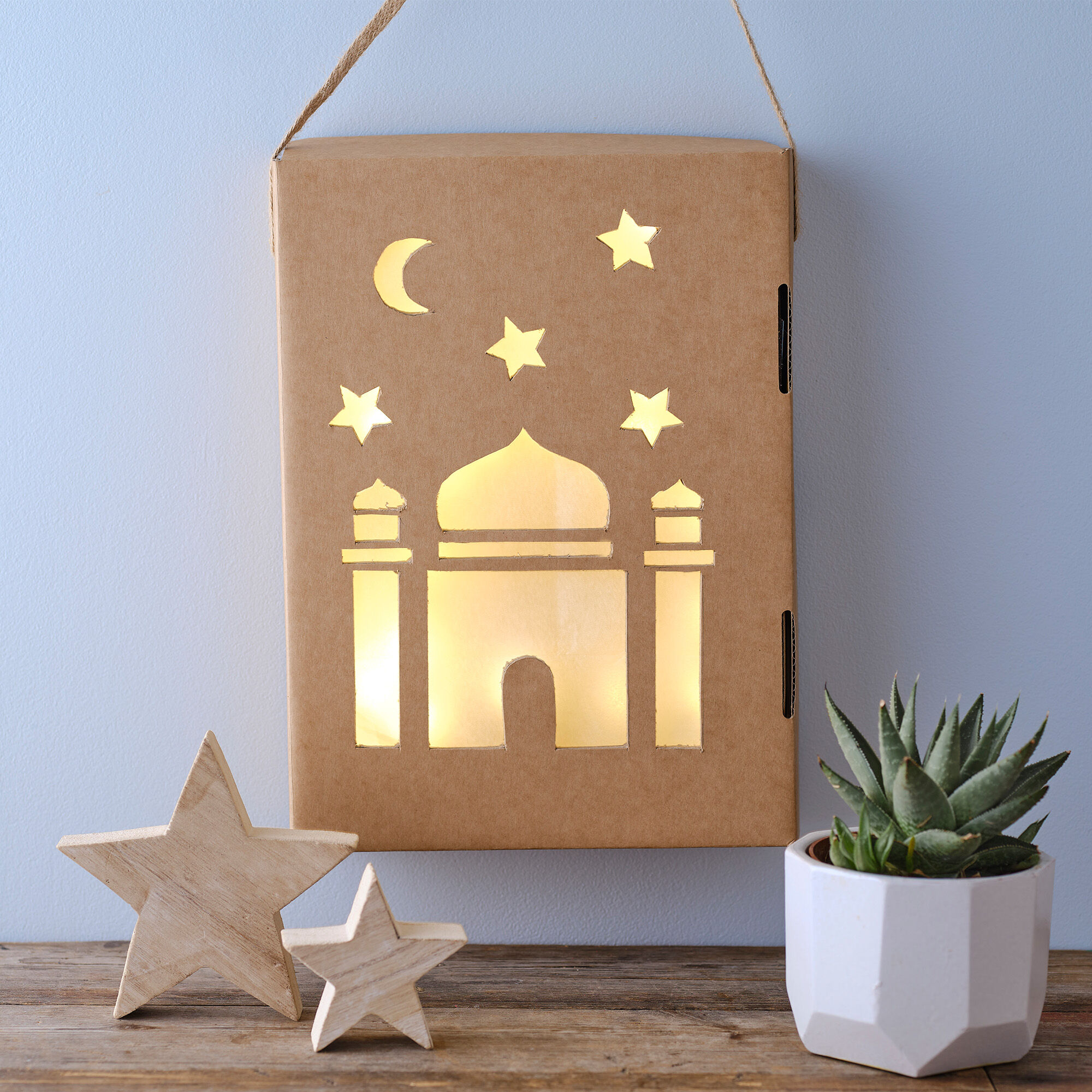 Easy DIY Ramadan Decor ideas - lantern and moon - Craftionary