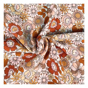 Orange Flower Child Cotton Spandex Jersey Fabric by the Metre