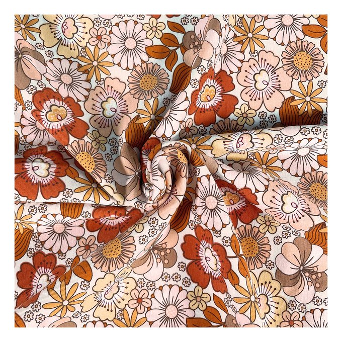 Orange Flower Child Cotton Spandex Jersey Fabric by the Metre image number 1