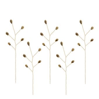 Gold Beaded Branch Wired Picks 5 Pieces