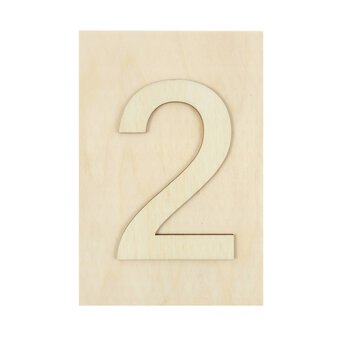 Wooden Number 2 Plaque 10cm x 15cm