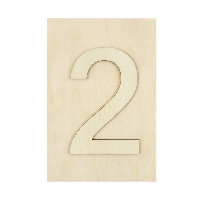 Wooden Number 2 Plaque 10cm x 15cm image number 1