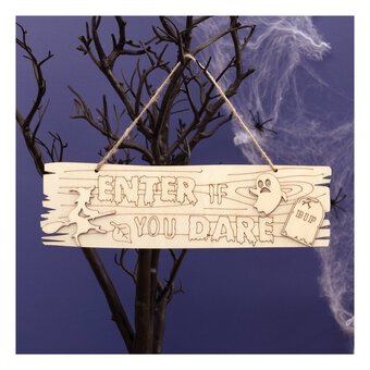 Hanging Wooden Enter If You Dare Sign 26.5cm