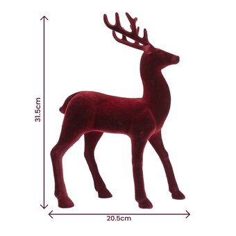 Burgundy Velvet Stag 32cm image number 4