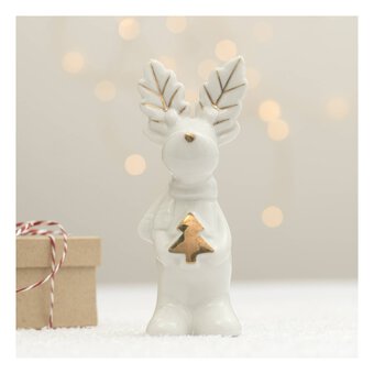 Standing Glazed Ceramic Reindeer Decoration 12cm