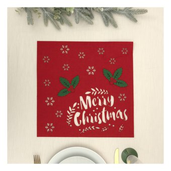 Red Merry Christmas Felt Place Mat 40cm x 40cm image number 3