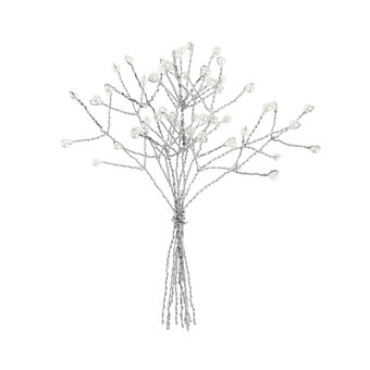 Silver Pearl Branch Wired Embellishments 10 Pack
