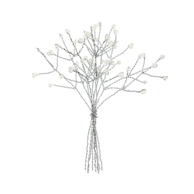 Silver Pearl Branch Wired Embellishments 10 Pack image number 1