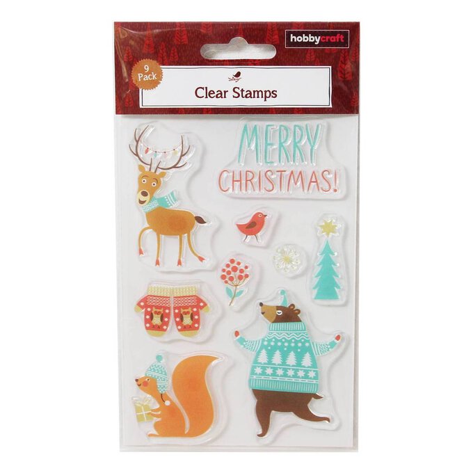 Christmas Woodland Animals Clear Stamps 9 Pack | Hobbycraft