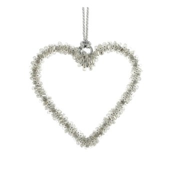 Silver Diamante Hanging Heart 10cm