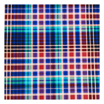 Blue and Red Check Madras Cotton Fabric by the Metre