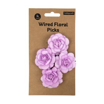 Pink Clara Flower Wired Floral Picks 4 Pieces  image number 5