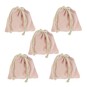 Pink Mini Cotton Drawstring Bags 5 Pack  image number 1