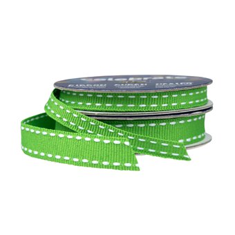 Lime Green Grosgrain Running Stitch Ribbon 6mm x 5m image number 3