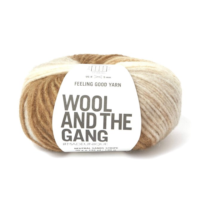 Wool and the Gang Neutral Sands Feeling Good Stripe 50g image number 1