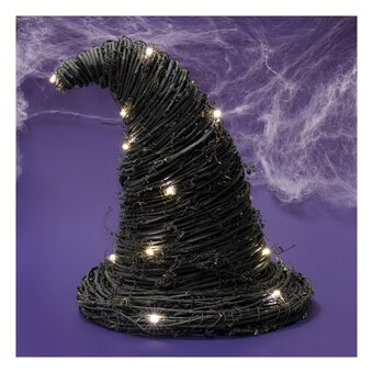LED Black Rattan Witch’s Hat 27cm