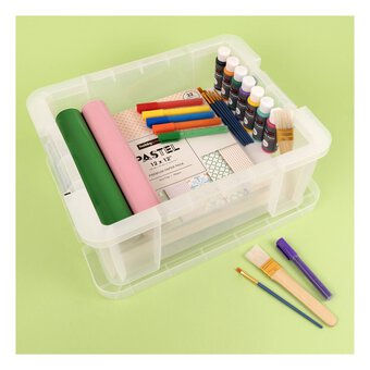 Small 0 8L 13cm Square Clear Plastic Art & Craft Organiser Storage Box
