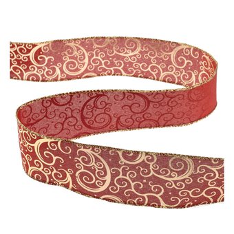 Gold Filigree Wire Edge Ribbon 63mm x 3m image number 2