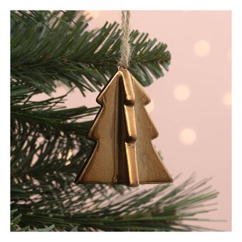 Gold Ceramic Hanging Tree Decoration 6.5cm 