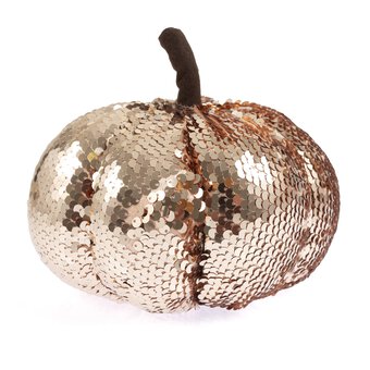 Rose Gold Sequin Pumpkin 17cm