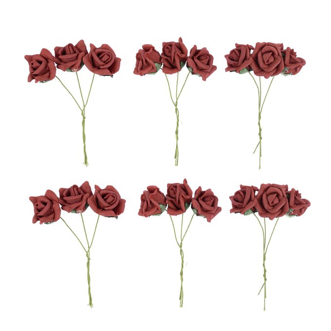 Red Wired Small Flowers 18 Pack image number 1