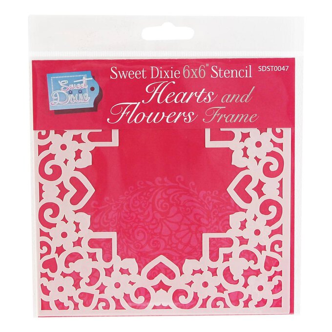 Sweet Dixie Hearts and Flowers Frame Stencil 15cm x 15cm image number 1