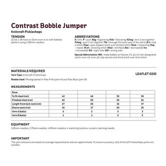 Knitcraft Baby Contrast Bobble Jumper Digital Pattern 0335