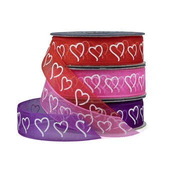 Red Curly Hearts Ribbon 15mm x 3.5m image number 3