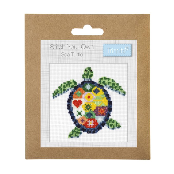Trimits Sea Turtle Mini Cross Stitch Kit 13cm x 13cm image number 1