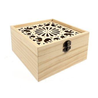 Filigree Wooden Box 17cm x 17cm x 8cm 