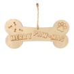 Hanging Wooden Merry Paw-mas Decoration 21.5cm