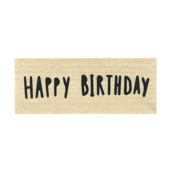 Happy Birthday Wooden Stamp 2.5cm x 6.3cm image number 3