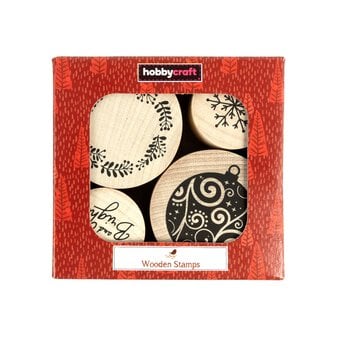 Round Wooden Christmas Stamps 4 Pack image number 3