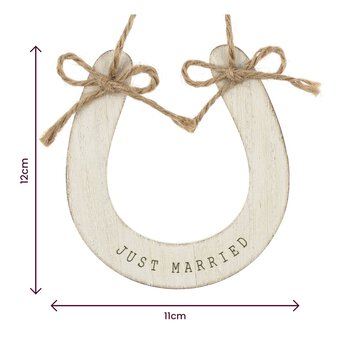 Just Married Wooden Horseshoe 12cm image number 4