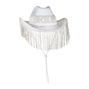 Ginger Ray White Embellished Bride Cowboy Hat