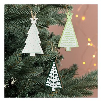 Wooden Christmas Tree Decorations 9cm