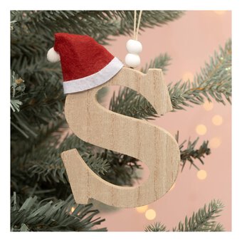 Hanging Wooden Christmas Letter S 9cm