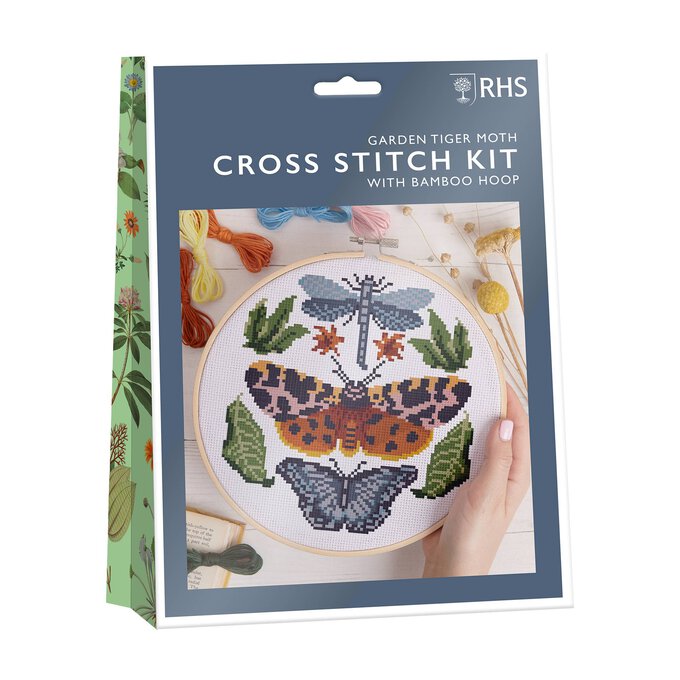 RHS Garden Tiger Moth Cross Stitch Kit 8 Inches image number 1