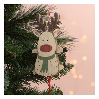 Hanging Wooden Reindeer Decoration 13cm