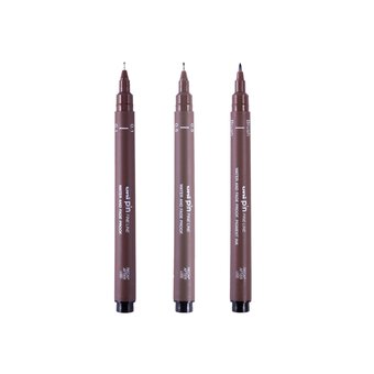 Uni-ball Sensitive Sepia 3 piece Uni-pin fineliner drawing pens, Brown -  uni-ball