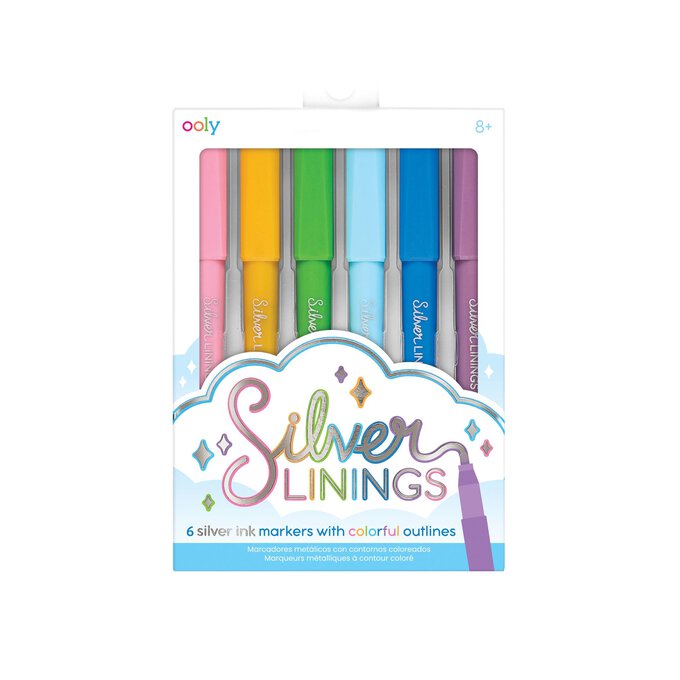 Silver Linings Outline Markers 6 Pack image number 1