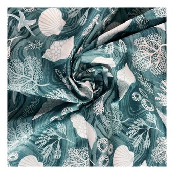 Tranquil Shores Seashell Swirls Cotton Fabric by the Metre