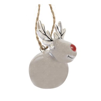 Hanging Glazed Ceramic Reindeer Decoration 6.5cm