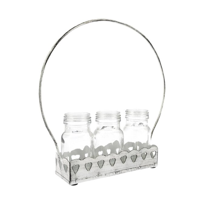 White Heart Glass Bottle Holder image number 1