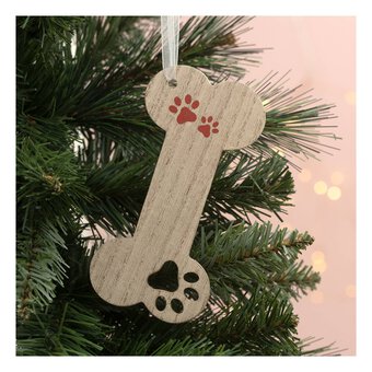 Hanging Wooden Paw Bone Decoration 14cm