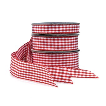 Red Gingham Ribbon 15mm x 4m image number 3
