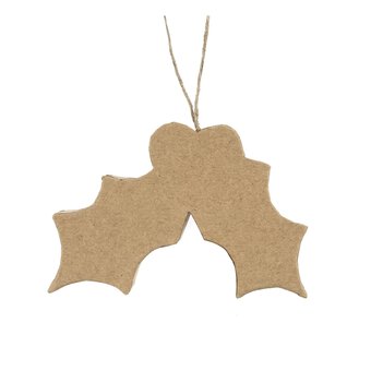 Mache Hanging Holly Decoration 10cm image number 2