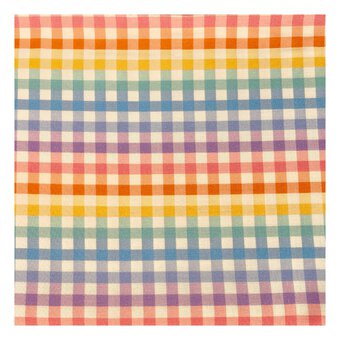 Rainbow Gingham Print Viscose Fabric by the Metre