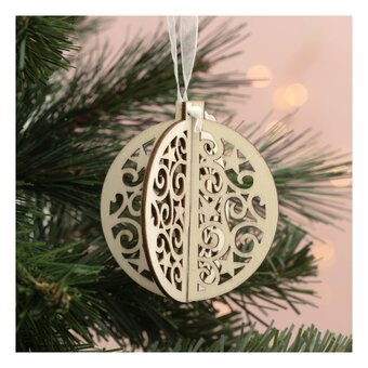 Hanging Wooden 3D Bauble Decoration 8cm