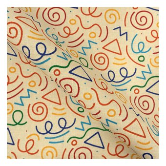 Yellow Rainbow Squiggle Single Cotton Fat Quarter image number 2